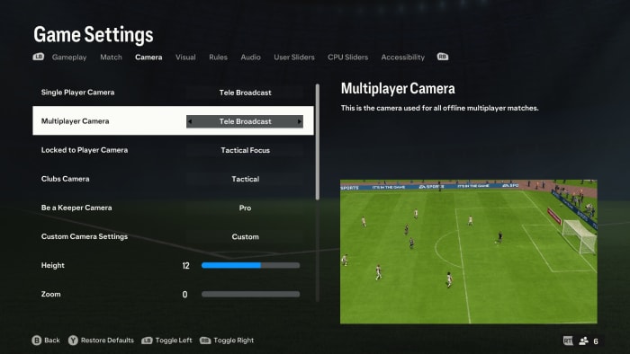 EA FC 24 Camera Settings